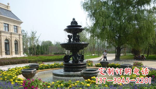 泰州公园天鹅喷泉铜雕