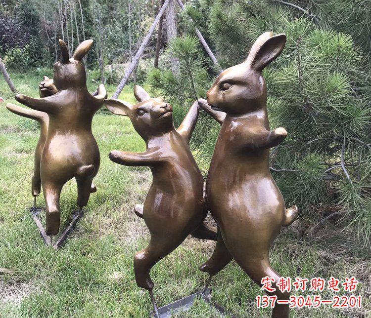 泰州铜雕奔跑兔子动物雕塑