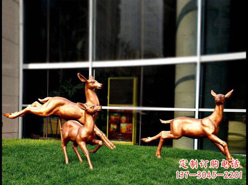 泰州精美青铜动物雕塑——小鹿奔跑