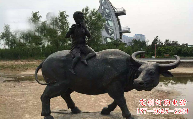 泰州铜雕牧童与犊子雕塑