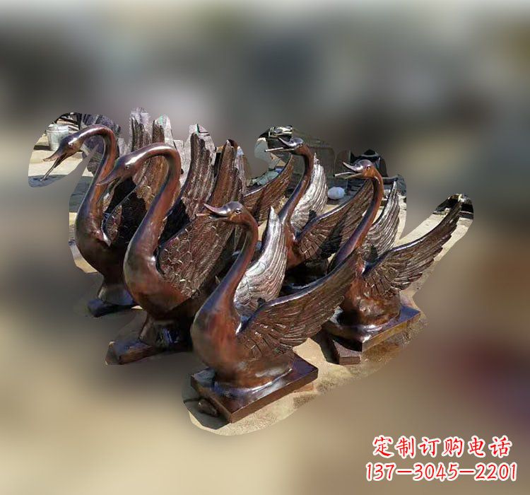 泰州公园铜雕天鹅