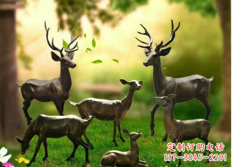 泰州公园铜雕阳光小鹿动物雕塑
