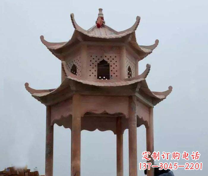 泰州中领雕塑双层六角石雕凉亭