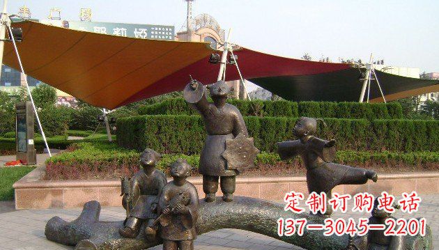 泰州装饰性的小孩放风筝铜雕