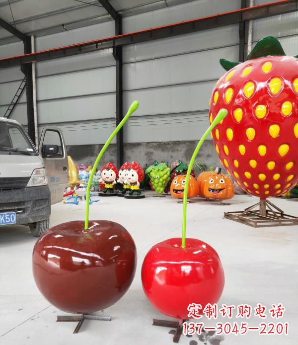 泰州领雕塑玻璃钢仿真樱桃水果雕塑
