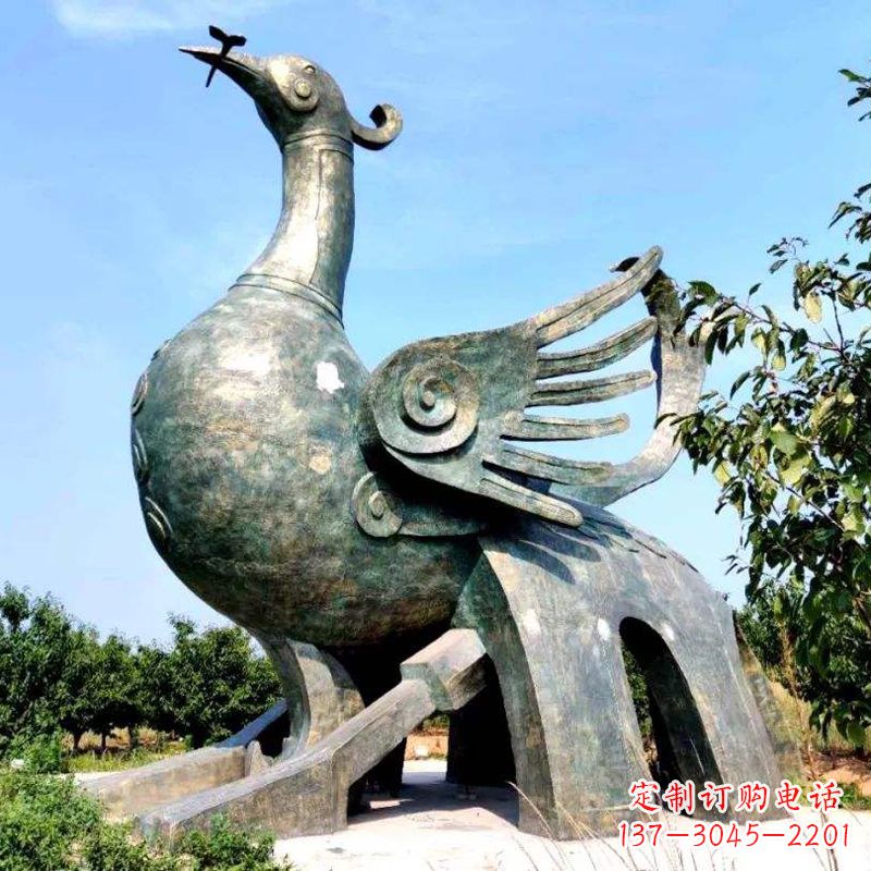 泰州公园园林朱雀铜雕景观雕塑