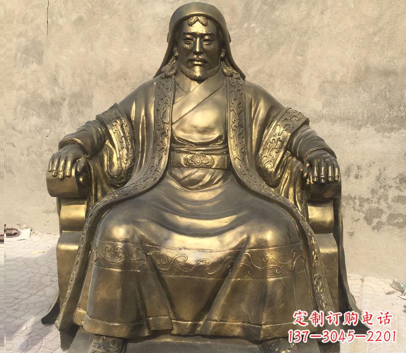 泰州古代名人成吉思汗铜雕