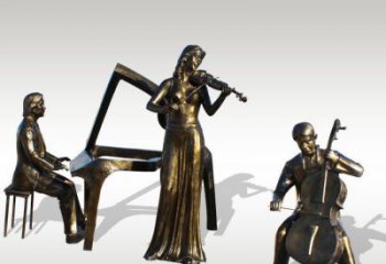 泰州公园景观钢琴拉小提琴人物铜雕