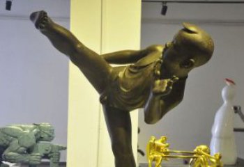 泰州领雕塑男孩练功夫铜雕