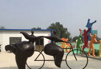 泰州青春无悔，精致自行车雕塑