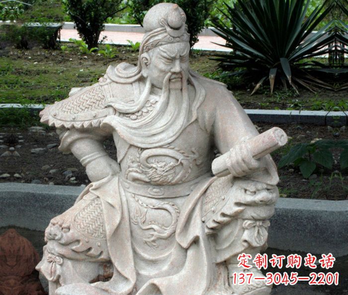 泰州古代人物关公看书石雕