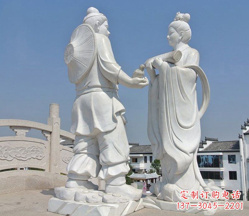 泰州古代人物牛郎织女石雕