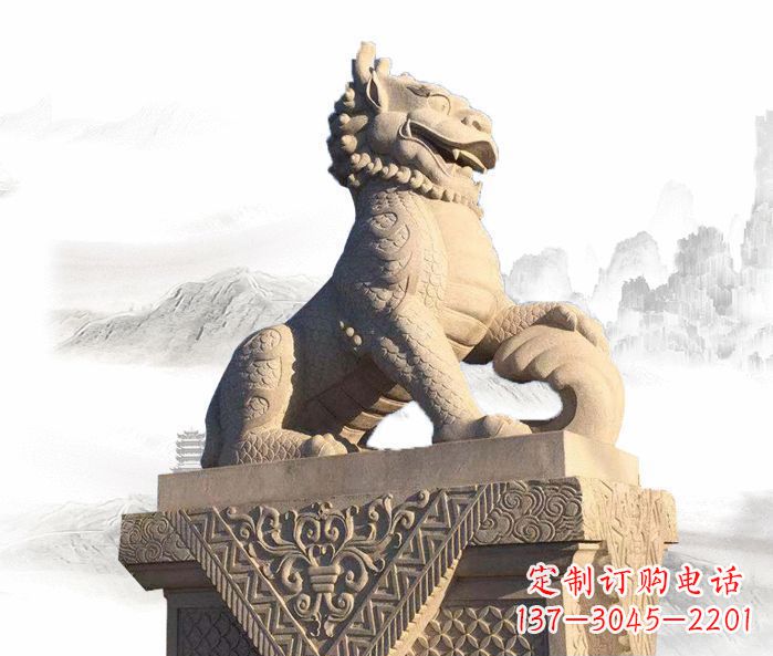 泰州精美古典大理石麒麟石雕