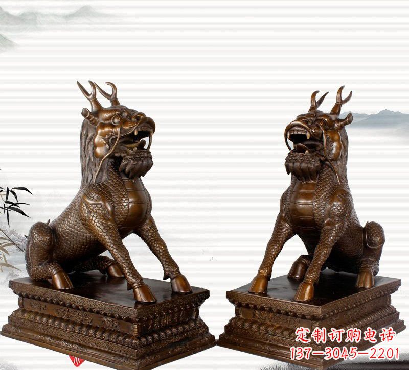 泰州古典神麒麟铜雕,馥玉臻品