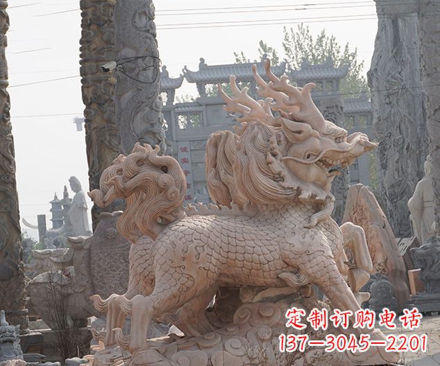 泰州中领雕塑:古典麒麟石雕,美丽传承