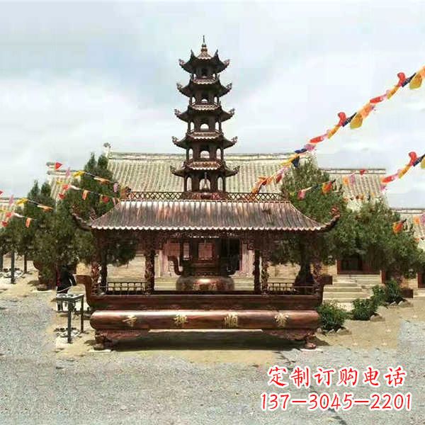 泰州全新古典铜香炉雕龙塑型双耳方形器皿