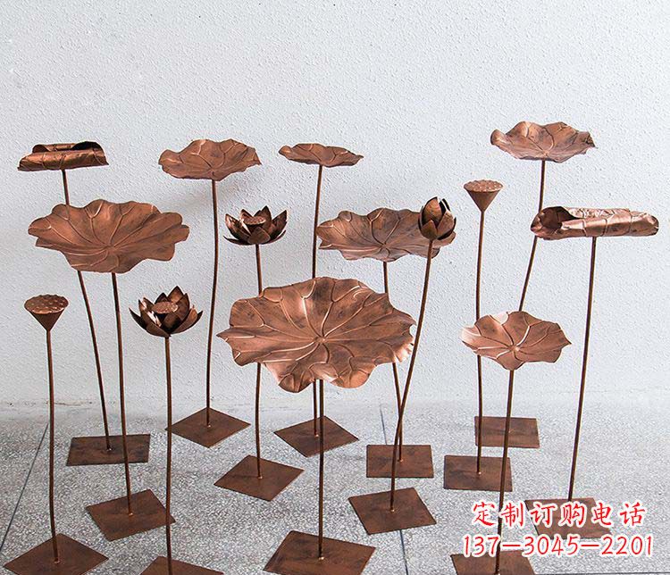 泰州精美古铜色荷花不锈钢雕塑