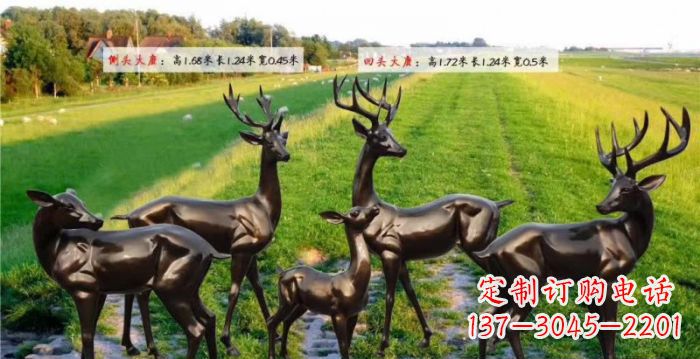 泰州古铜色鹿群铜雕