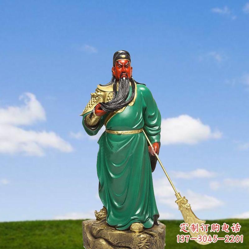 泰州精美彩绘关公雕塑