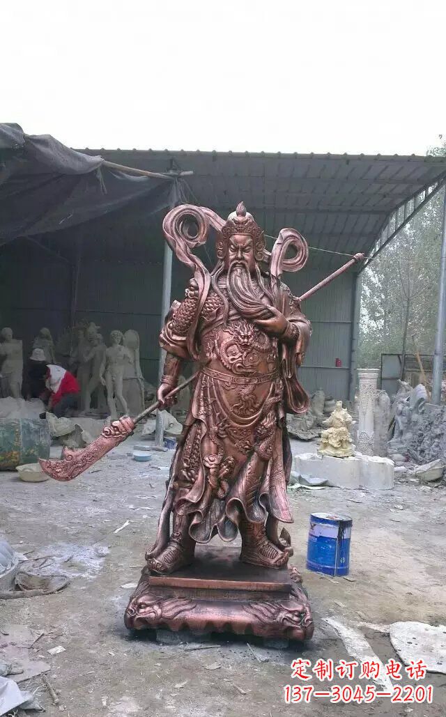 泰州精美关公红铜雕塑