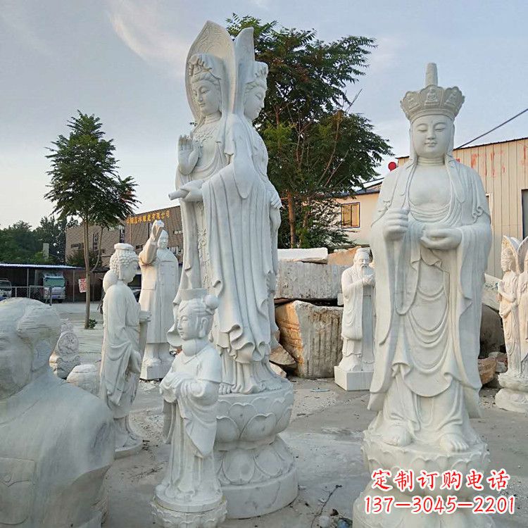 泰州中领雕塑-观音石雕汉白玉菩萨