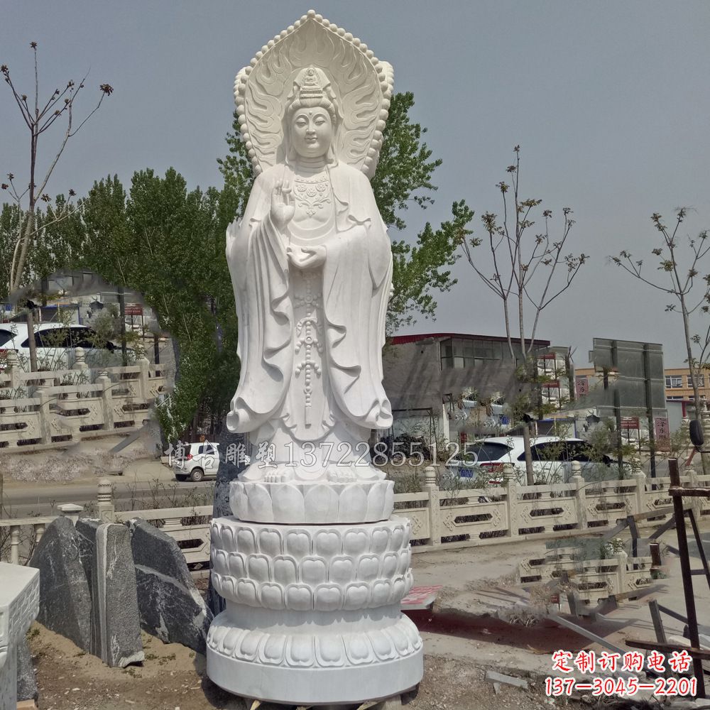 泰州观音菩萨汉白玉石精美雕塑