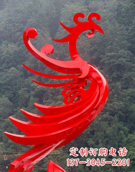 泰州广场不锈钢彩色凤凰雕塑