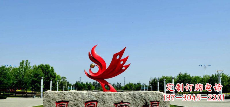泰州广场不锈钢抽象凤凰雕塑 (3)