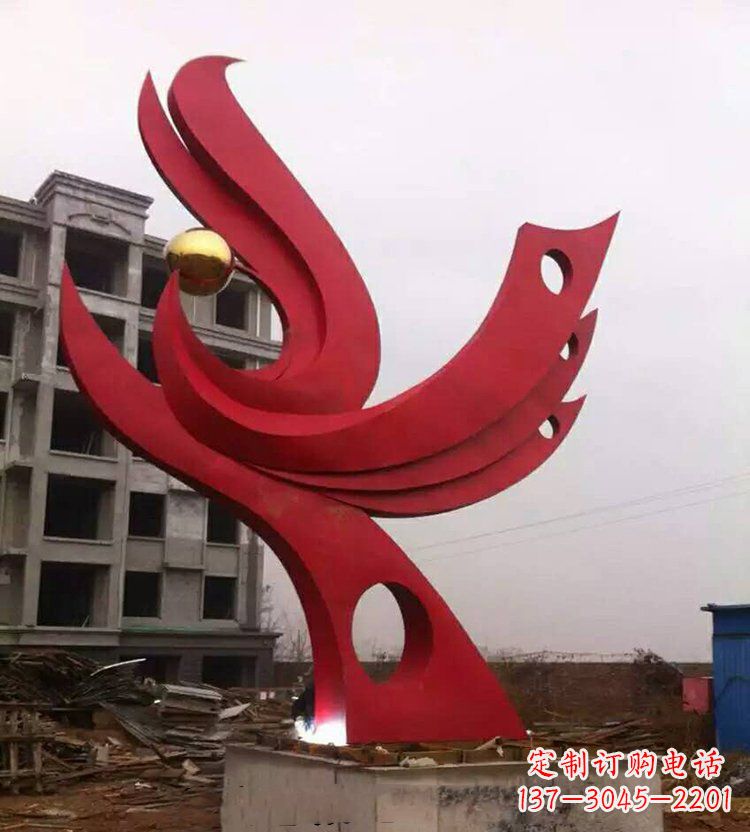 泰州广场不锈钢抽象凤凰雕塑_1