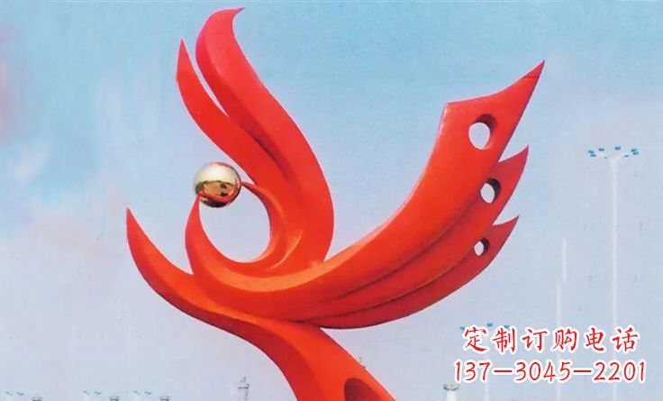 泰州广场不锈钢抽象凤凰雕塑_2