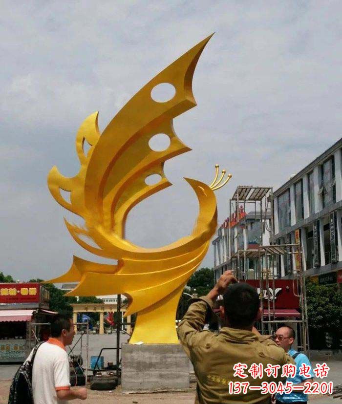 泰州广场不锈钢抽象凤凰雕塑1