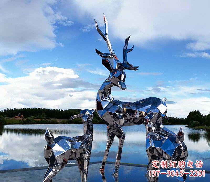泰州中领雕塑出品:优雅梅花鹿不锈钢雕塑