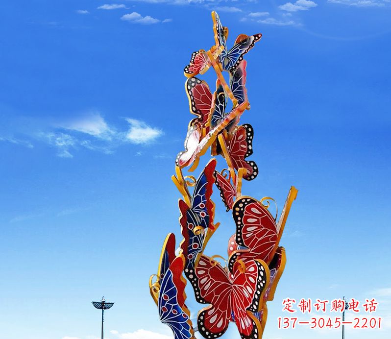泰州广场不锈钢大型彩绘蝴蝶雕塑