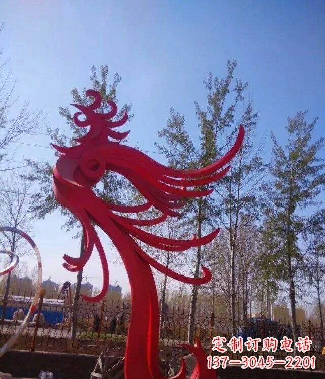 泰州广场不锈钢大型抽象凤凰雕塑