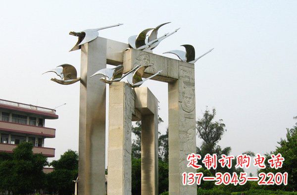 泰州广场不锈钢大雁动物雕塑