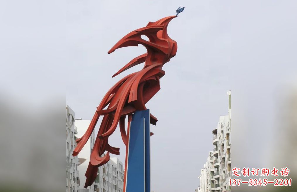 泰州中领雕塑制作,精美不锈钢凤凰抽象雕塑