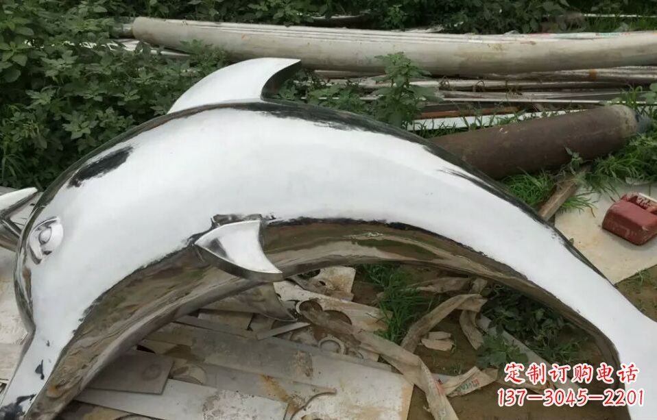 泰州广场不锈钢海豚雕塑 (2)