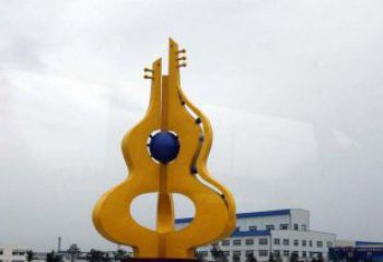 泰州中领雕塑：葫芦琵琶不锈钢雕塑