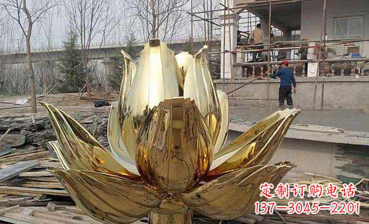 泰州超大型不锈钢莲花雕塑,惊艳定制空间