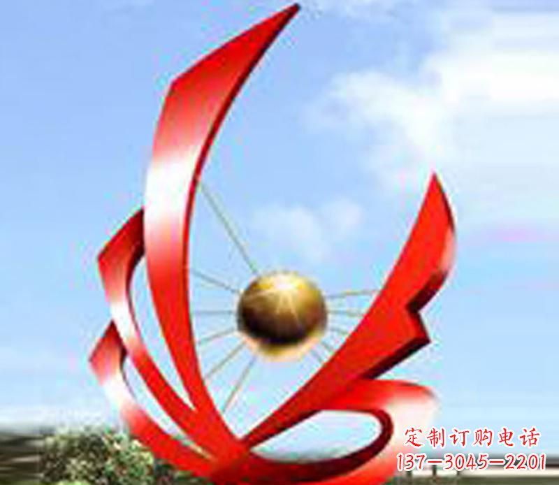 泰州让风带来梦想——中领雕塑飘带球网景观雕塑