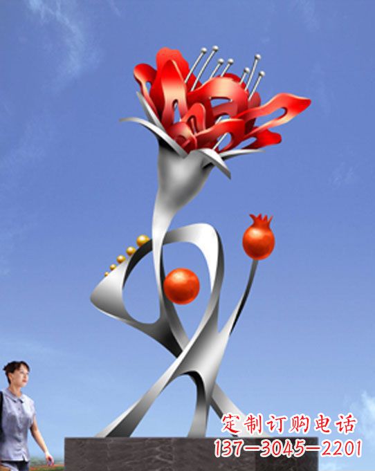 泰州精美不锈钢石榴花雕塑,震撼了审美的眼睛