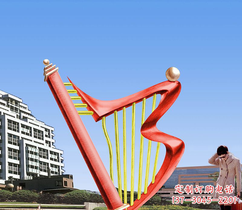 泰州精美不锈钢竖琴雕塑