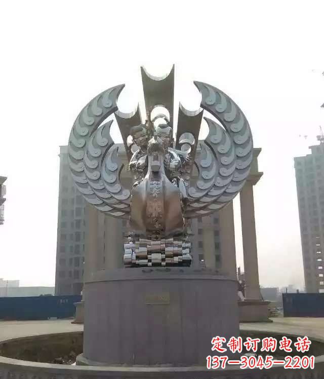泰州广场不锈钢童趣凤凰雕塑