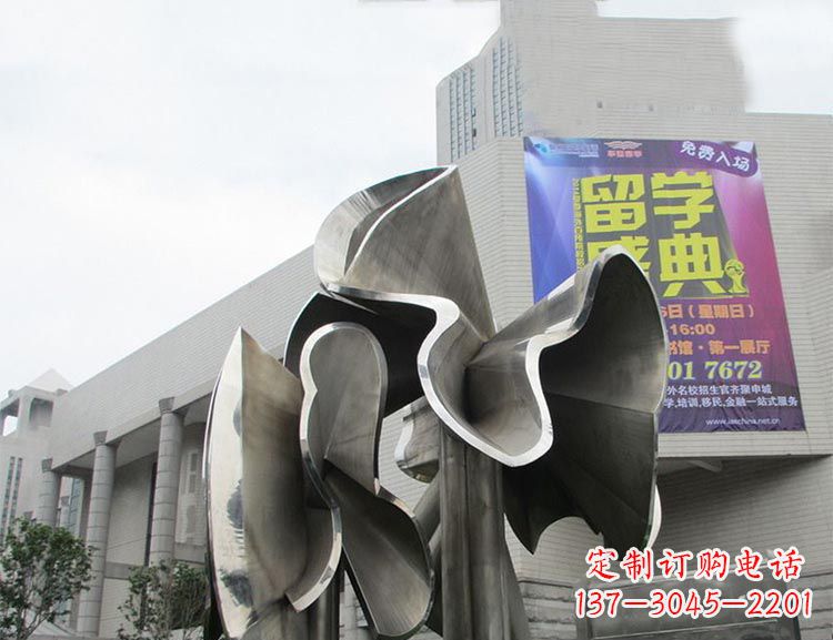 泰州全新不锈钢荷叶雕塑,缔造完美景观