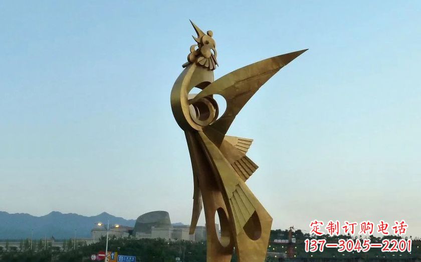 泰州广场抽象不锈钢凤凰雕塑