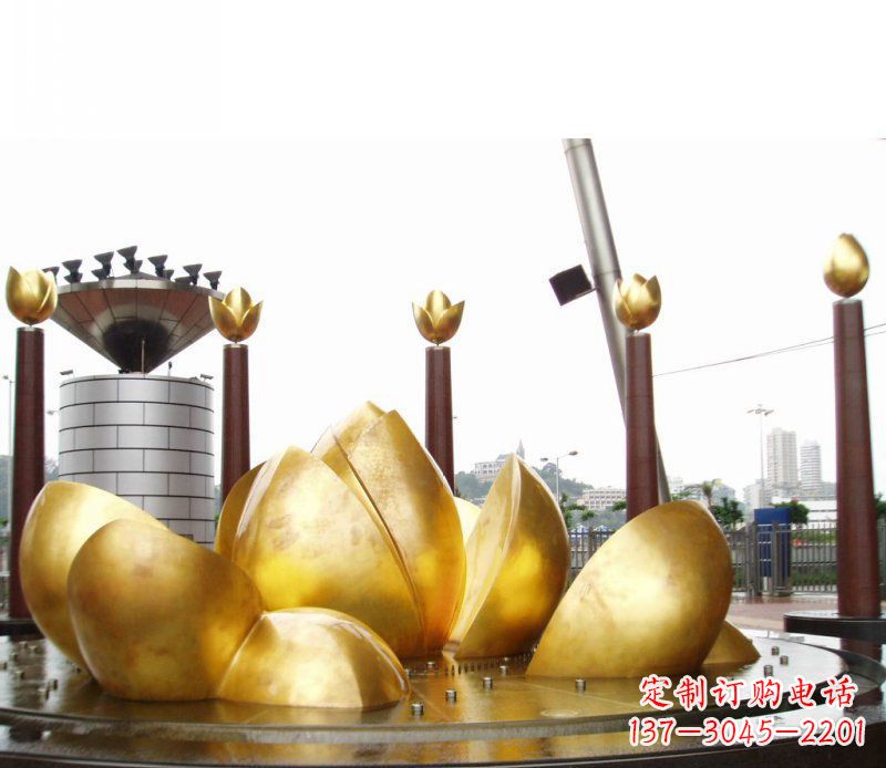 泰州全新设计!中领雕塑莲花抽象广场雕塑