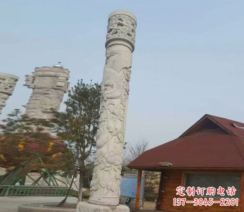 泰州迎宾龙柱石雕——大理石景观雕刻精美艺术品