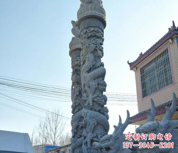泰州精美广场大理石龙柱雕塑