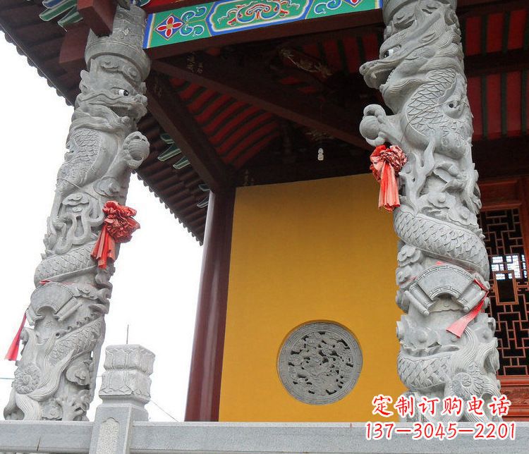 泰州精美大理石龙柱雕塑
