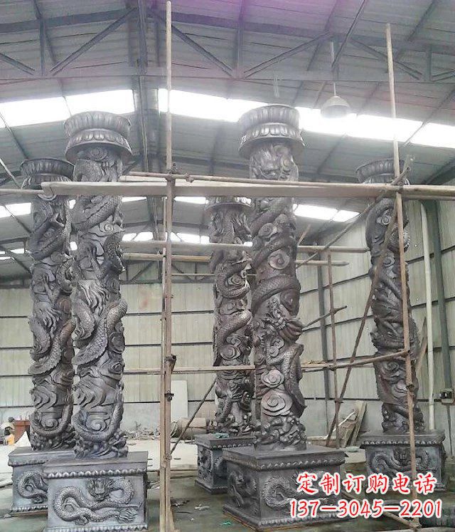 泰州广场仿铜龙柱玻璃钢柱子雕塑